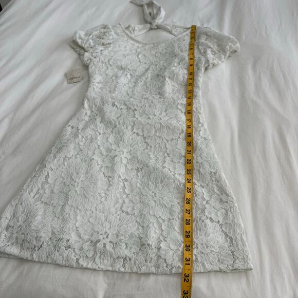 Free People NWT Hailee White Ivory Lace Back Tie Mini Dress, Size XS - Picture 7 of 13